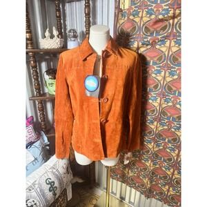 Falls Creek Womens Suede‎ Leather Jacket Orange Western Style Small